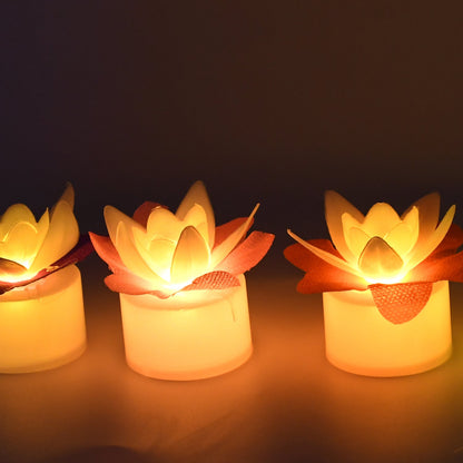 Decoration Candles/Led Diwali Decor Lotus Flower Candle (5 Pc)