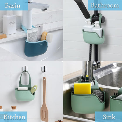 Plastic  Kitchen Sponge Holder, Sink Drain Rack Sink Organizer Sink Drain Hanging Bag for Kitchen (1 Pc)