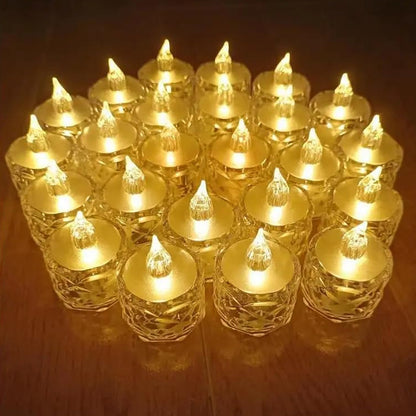 12 Pcs Flameless and Smokeless Decorative Acrylic Candles Transparent Led Tea Light Candle for Gifting, House, Diwali, Christmas, Festival, Events Decor Candles