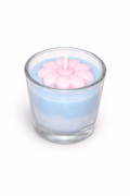 Medium Glass Designed Scented Candles with Flower design(approx-80gm)(blue,pink)
