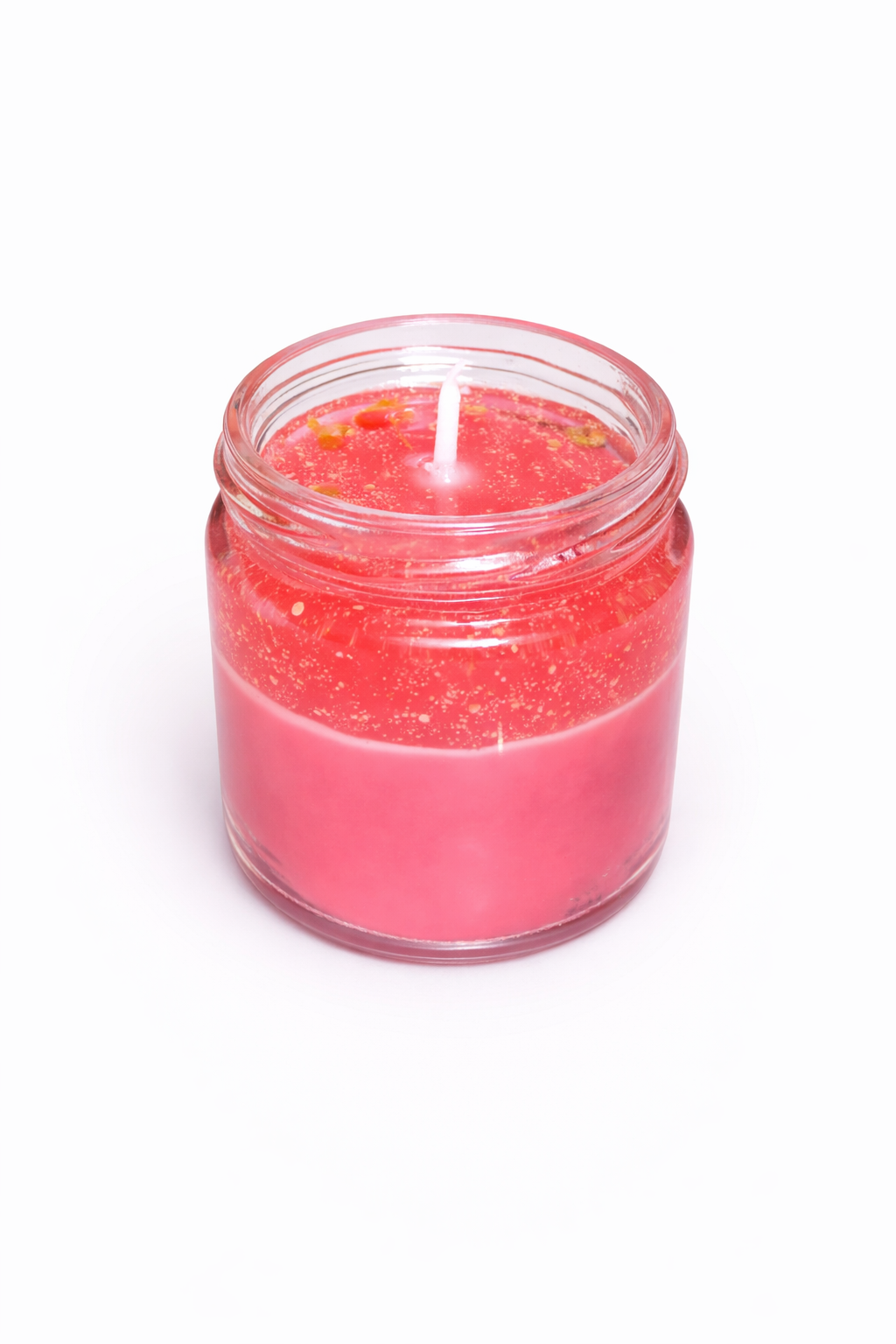 Medium Glass Jar Scented Candles with Transparent wax (approx-85gm)(red pink, transparent)