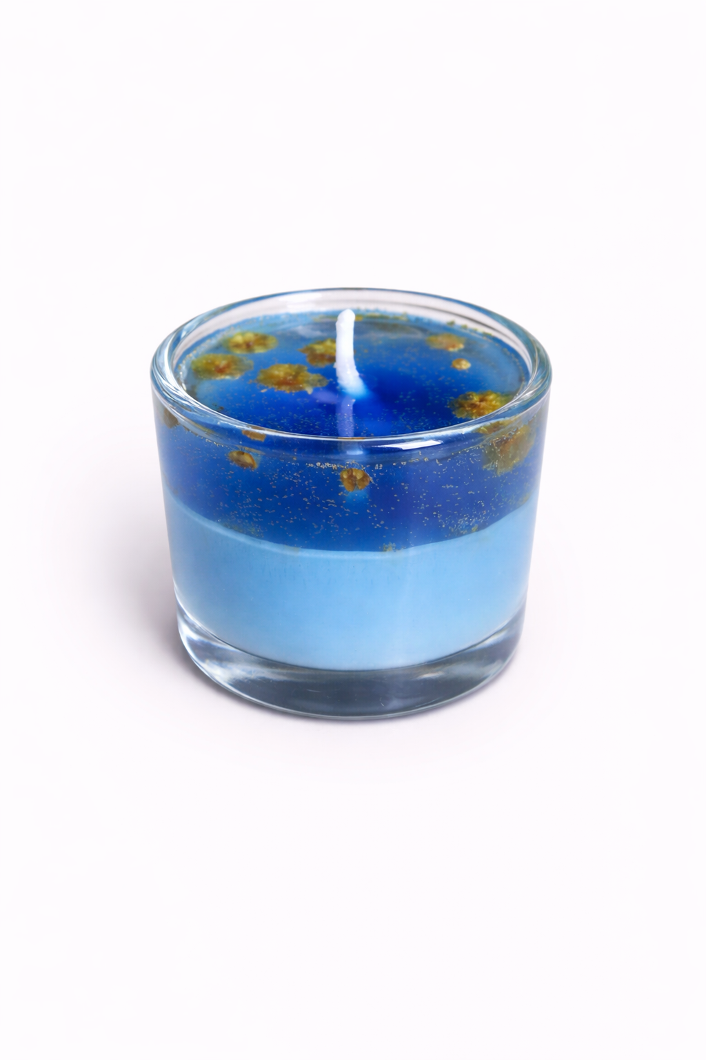 Small Cup Glass Scented Candles with Transparent Wax (approx-45gm)(Blue, Transparent)