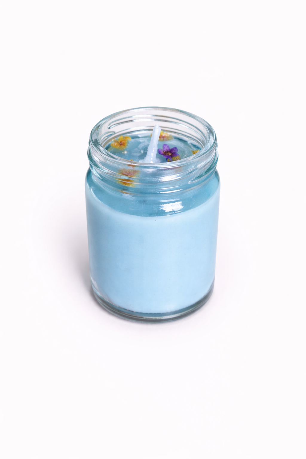 Small Glass Jar Scented Candles with Transparent wax (approx-48gm)(sky blue, transparent)